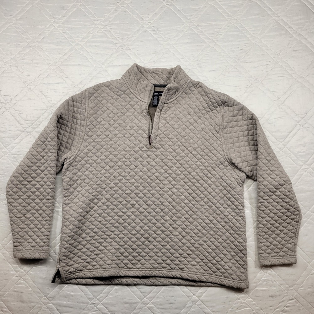 Island Sands gray quilted 1/4‎ zip men's sweatshirt size L
